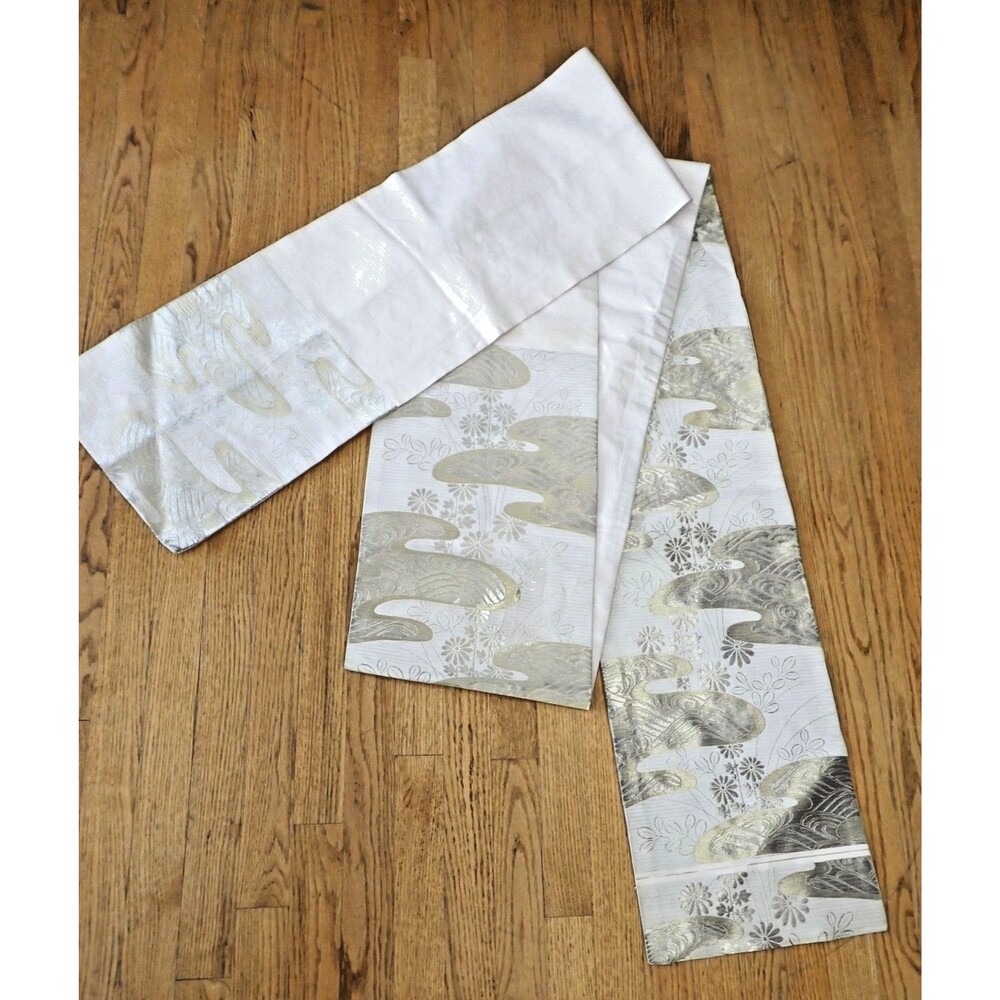 Vintage Japanese Maru Obi Silk Sash Brocade for Furisode Kimono or Table Runner